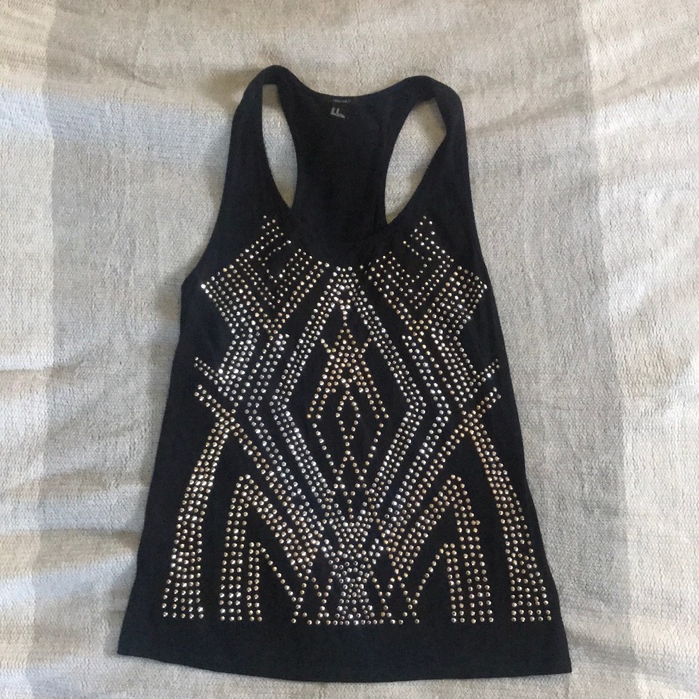 Black forever 21 embellished tank top
